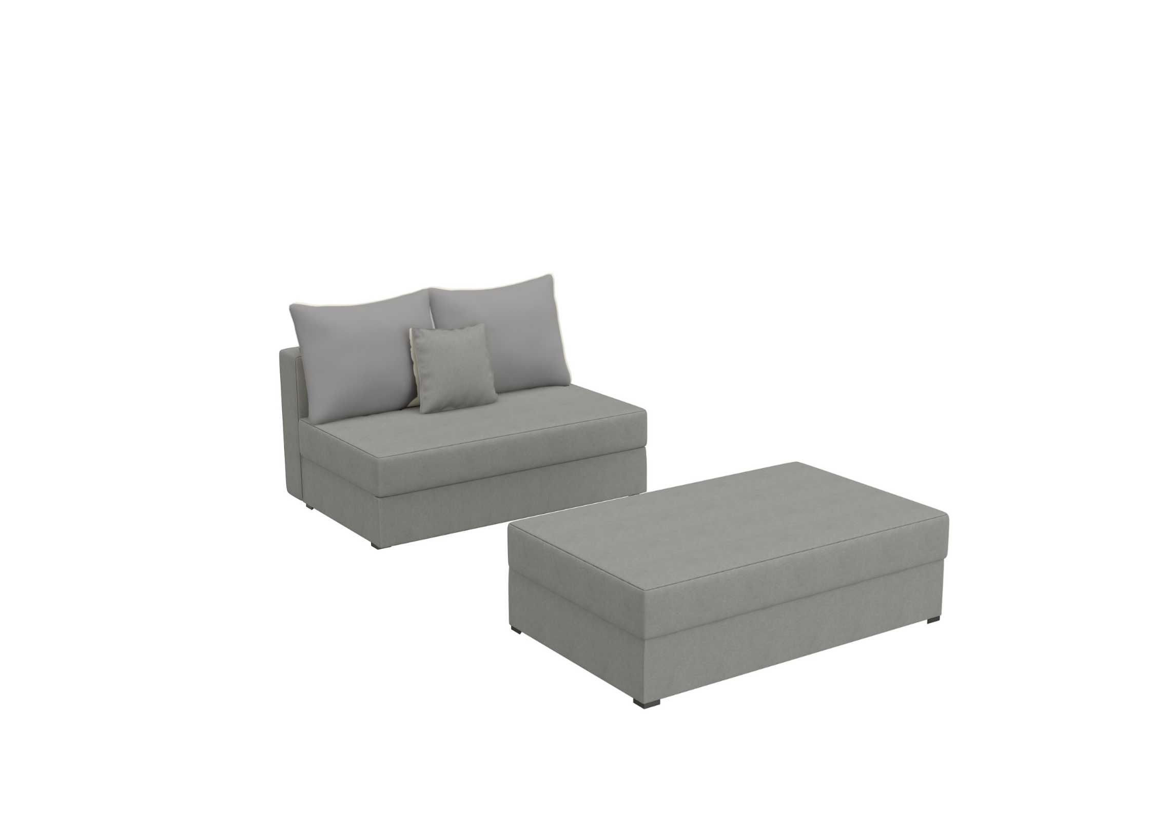 Mała sofa z funkcją spania zestaw z pufą Paco